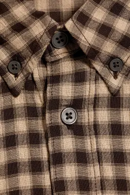 Chemise Structurée Boutonnée À Manches Longues - Marron à carreaux — photo 3