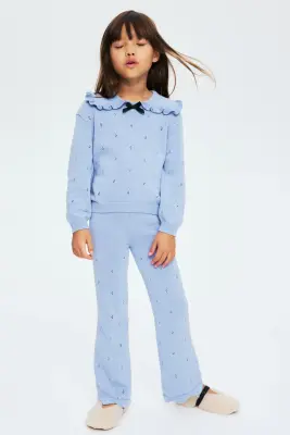 Ensemble 2 pièces en maille pointelle - Bleu ancien — photo 2