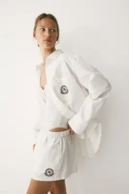 Chemise oversize en coton - Blanc/The Lounge Collective — photo 3