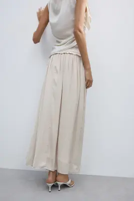 Jupe maxi à glands - Beige clair — photo 4
