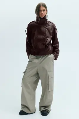 Veste à fermeture croisée avec col entonnoir - Bordeaux — photo 1
