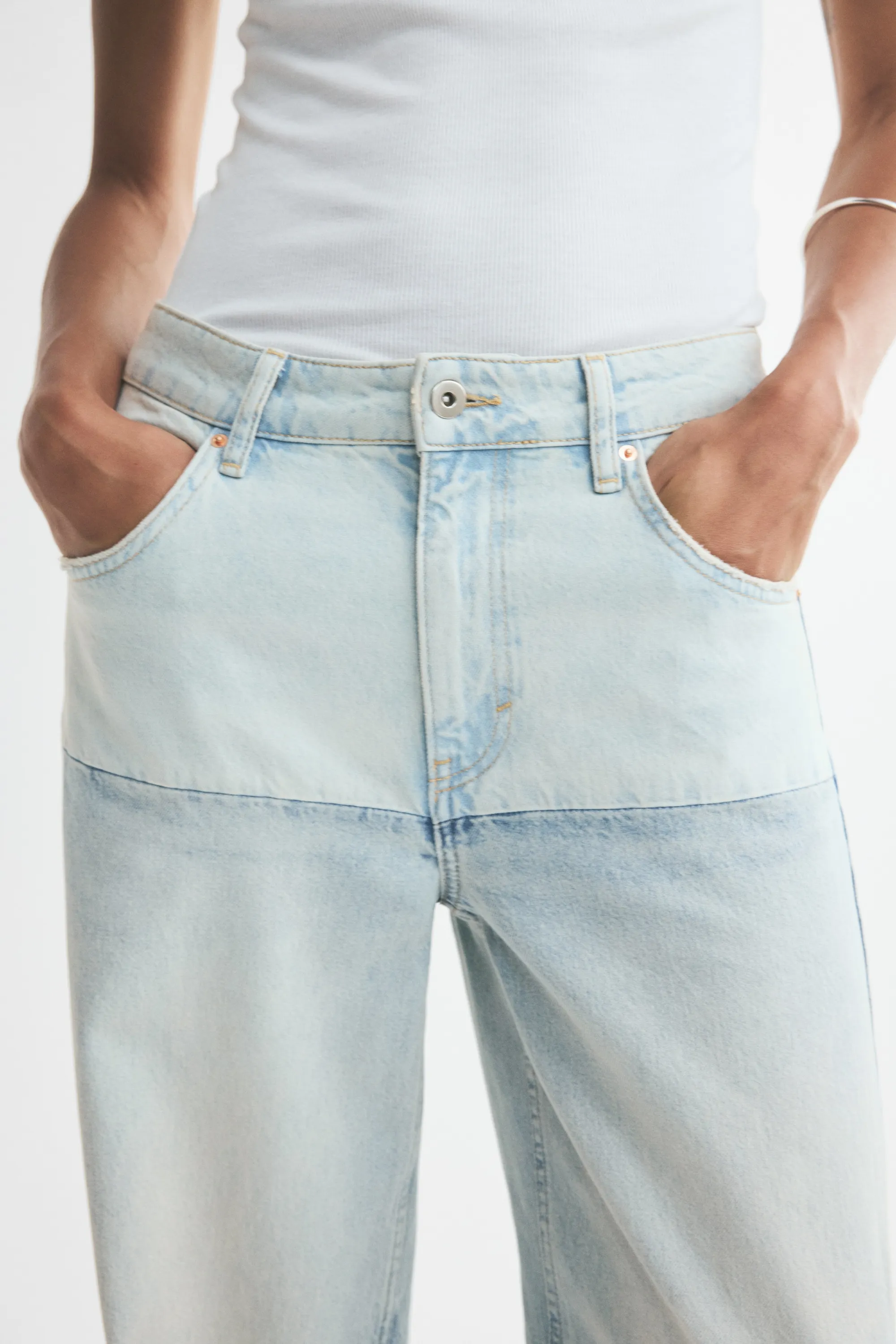 Straight Regular Waist Jeans - Bleu denim pâle/bleu denim