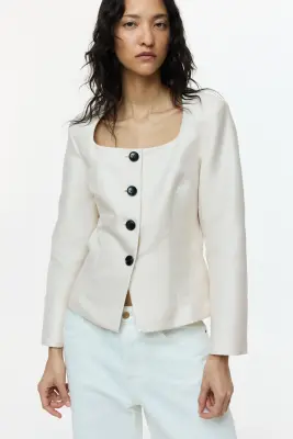 Blazer à encolure carrée - Beige clair — photo 1