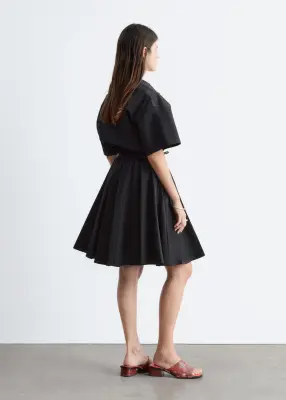 Robe courte évasée à cordon de serrage - Noir — photo 5