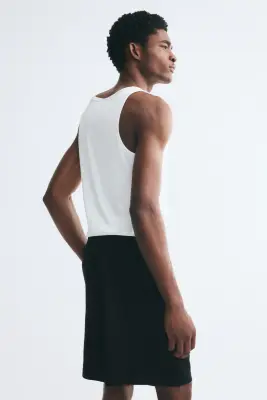 Short gaufré Relaxed Fit - Noir — photo 2