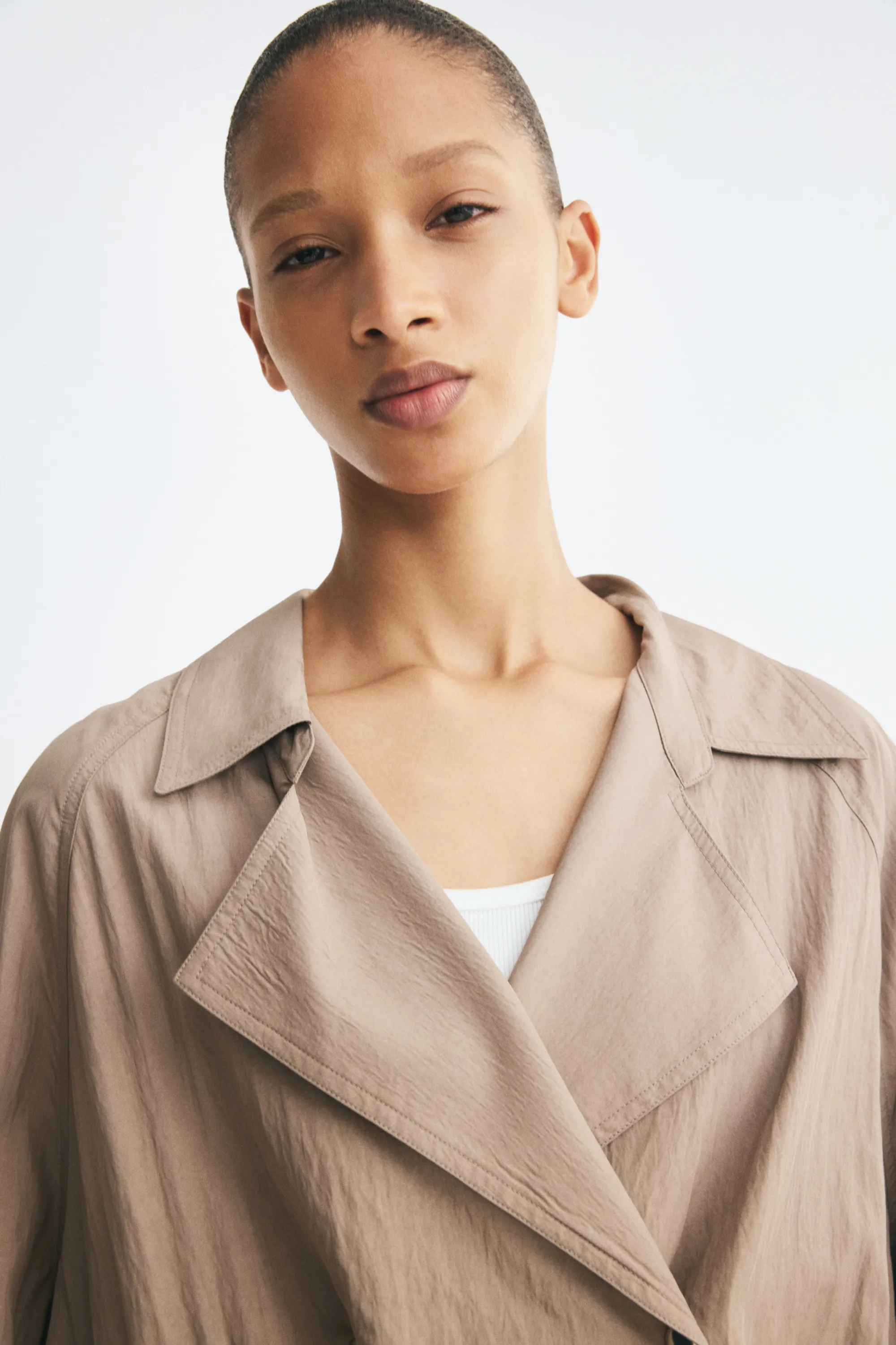 Veste en viscose mélangée avec cordon de serrage - Taupe