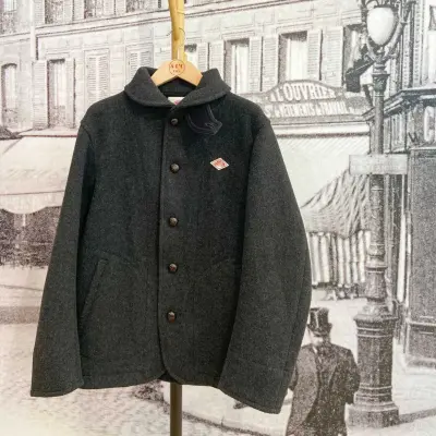 Manteau à col rond en laine - Charcoal — photo 1