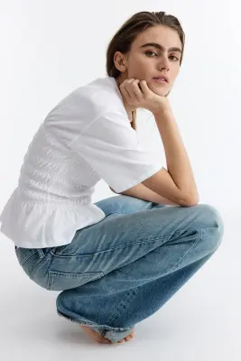 T-shirt smocké - Blanc — photo 2