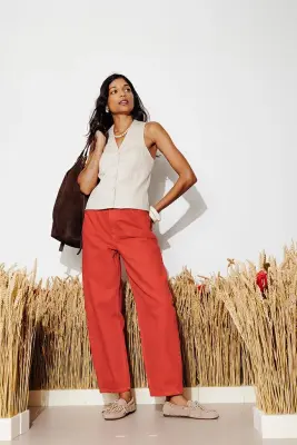 Pantalon barrel en toile Femme — photo 2