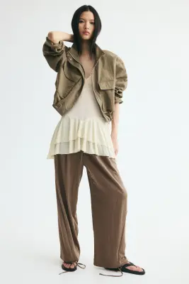 Pantalon ballon avec détails à nouer - Beige foncé — photo 2