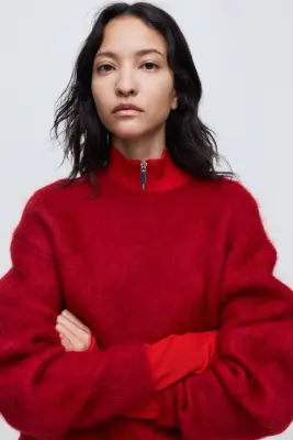 Pull en mohair mélangé - Rouge — photo 3