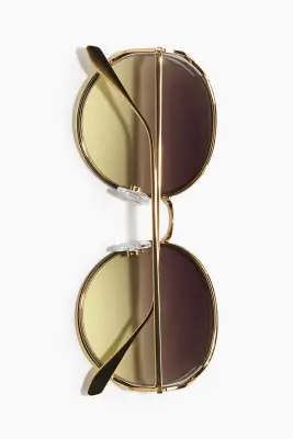 Lunettes de soleil rondes - Doré/vert — photo 2