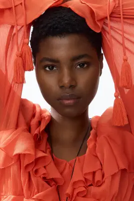 Robe oversize volantée - Orange foncé — photo 2