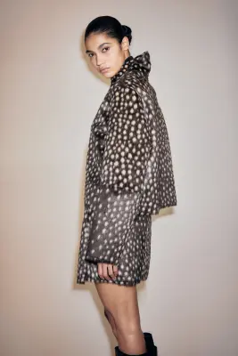 Jupe duveteuse - Marron foncé/pois — photo 2