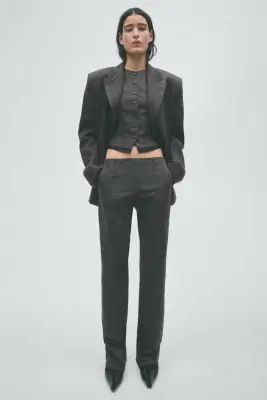 Blazer droit en laine - Gris foncé chiné — photo 2