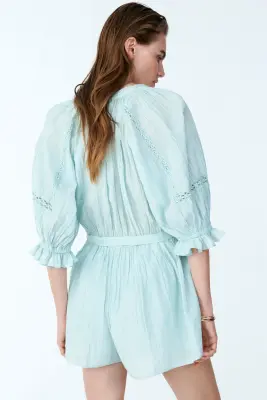 Combi-short froissé - Turquoise clair — photo 3