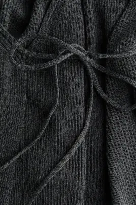 Gilet croisé en maille côtelée - Noir — photo 3