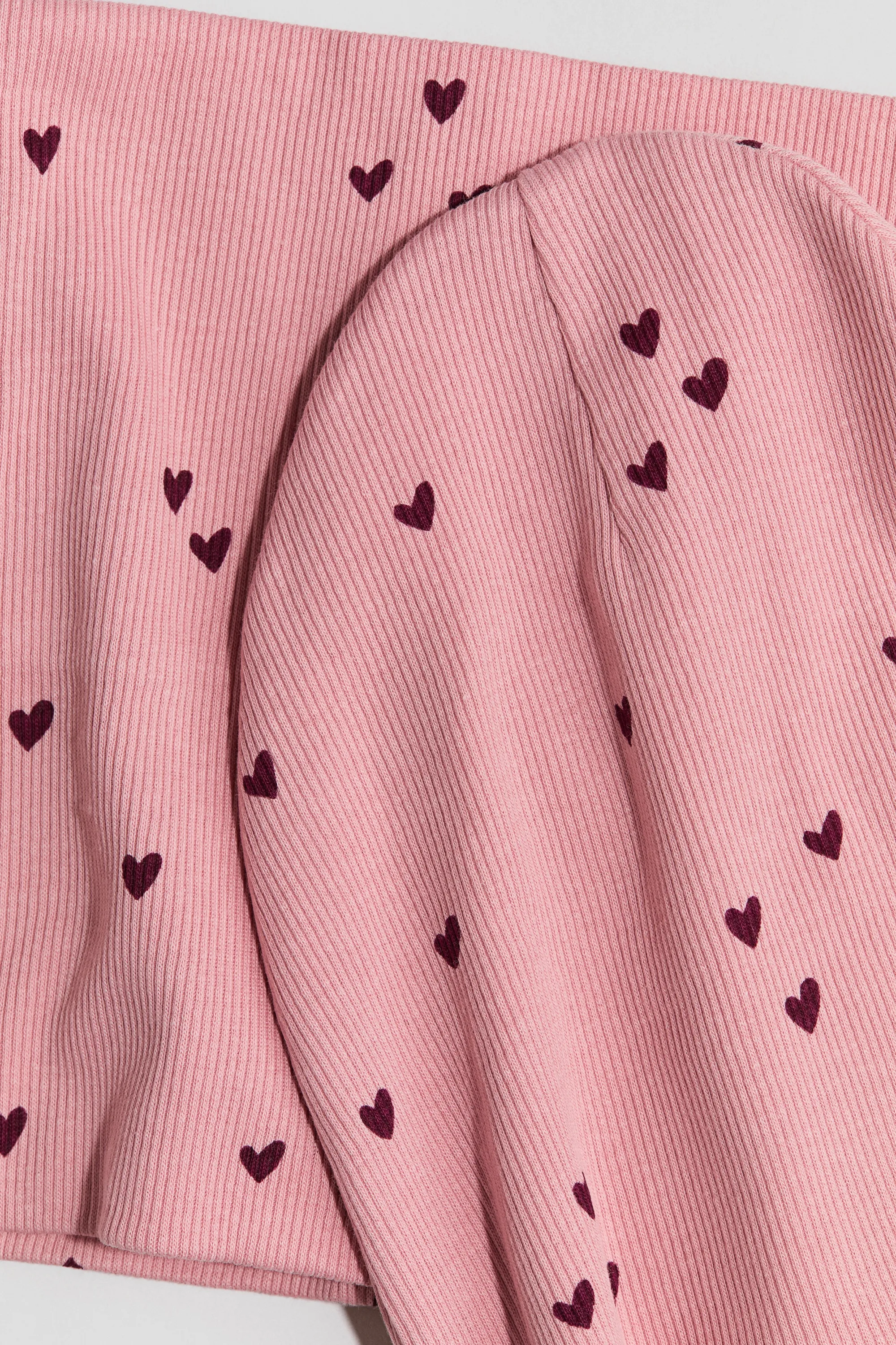 Ensemble 2 pièces bonnet et snood - Rose/cœurs