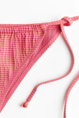 Bas de maillot Cheeky Tanga à nouer - Rose corail foncé/rayé — photo 4