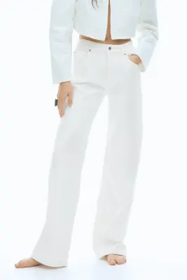 Wide High Waist Jeans - Blanc — photo 1