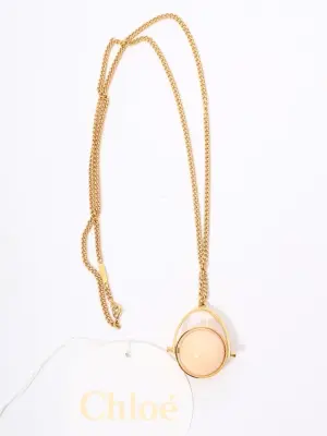Collier sautoir chaîne laiton dorée boule rose Prix boutique 995€ — photo 4