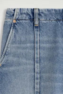 JUPE-CULOTTE EN DENIM À PLIS NERVURÉS - BLEU — photo 3