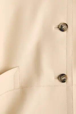 Veste en cuir avec col - Beige clair — photo 4