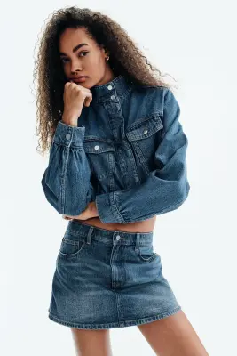 Veste courte en denim - Bleu denim — photo 3
