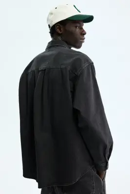 Chemise Oversized Fit en denim - Noir denim — photo 2