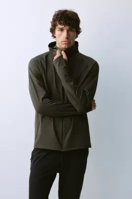 Veste de sport chaude avec capuche ThermoMove™ - Olive foncé — photo 2