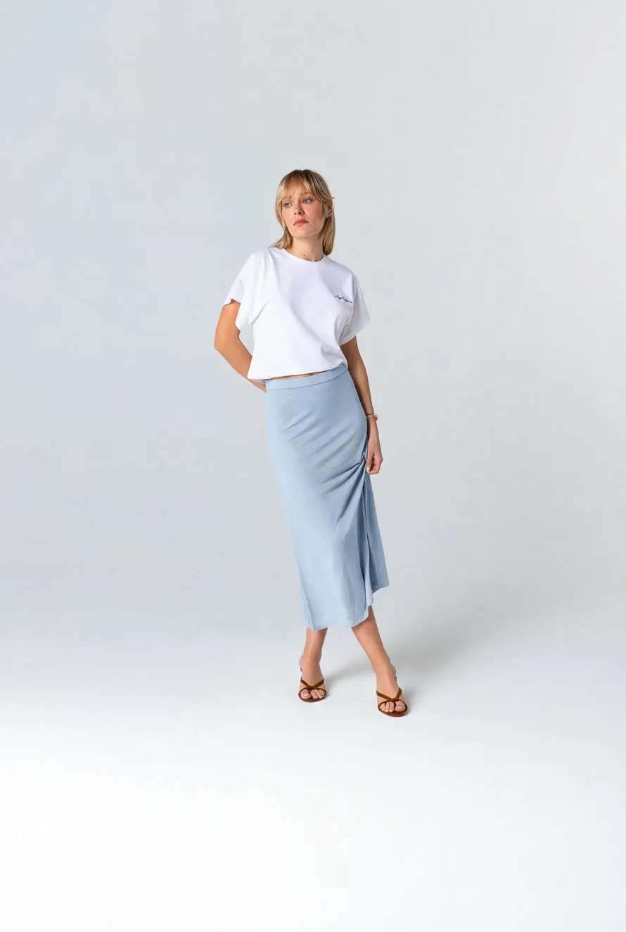 Jupe Bleu Clair en Lin / Elasthanne