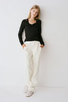 Pantalon jogger de sport Loose Fit à jambes larges - Ivoire — photo 2