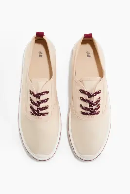 Sneakers en toile de coton - Crème — photo 1