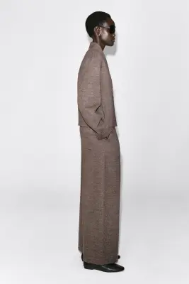 PANTALON BARREL EN LAINE MÉLANGÉE BOUILLIE - BEIGE CHINÉ — photo 3