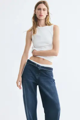 Wide Regular Waist Jeans - Bleu denim foncé — photo 2