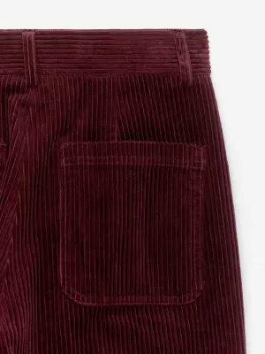 Pantalon à jambes larges en velours côtelé - Bordeaux — photo 4