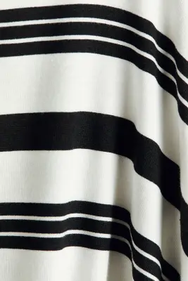 Top asymétrique en jersey - Noir/rayures blanches — photo 4