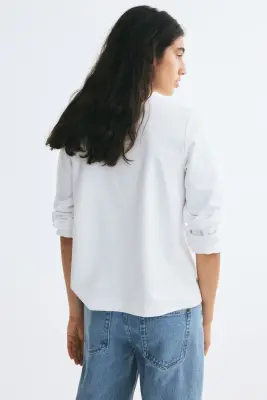 Top en coton interlock - Blanc — photo 3