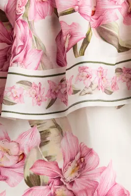 MAMA Robe d'allaitement en lin mélangé - Crème/fleuri — photo 4