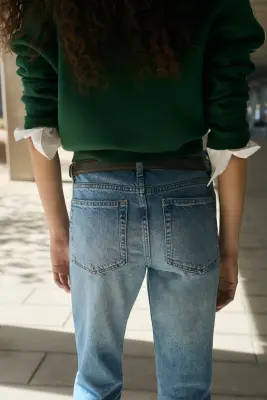 Straight Regular Waist Jeans - Bleu denim — photo 4