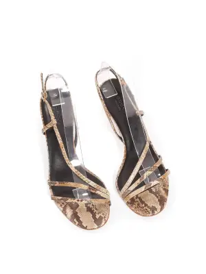 Sandales à petit talon en python beige et marron Prix boutique 700€ Taille 38,5 — photo 4