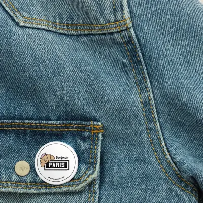 BADGE 32 MM - DESIGN INSPIRÉ DU MÉTRO PARISIEN - BONJOUR PARIS — photo 2
