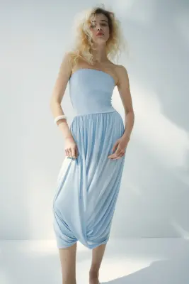 Robe bandeau avec base à effet boule - Bleu clair — photo 2