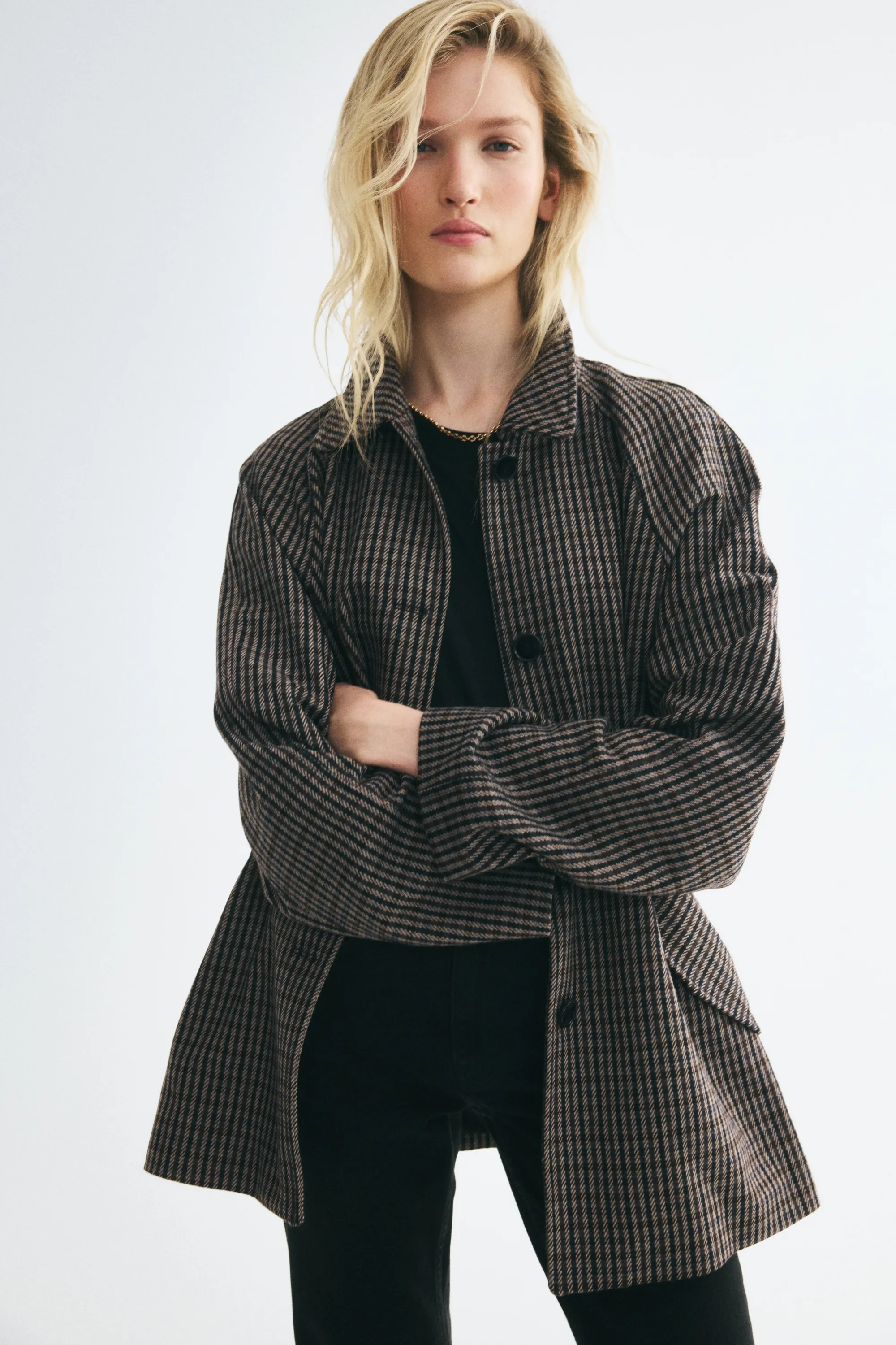 Manteau 3/4 - Gris foncé/carreaux