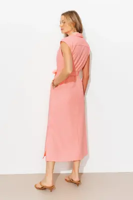 Robe mi-longue ceinturée Femme — photo 4