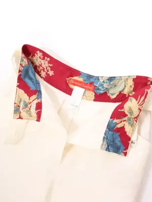Pantalon COUTURE taille haute ceinturé en lin blanc crème brodée Taille XS — photo 5