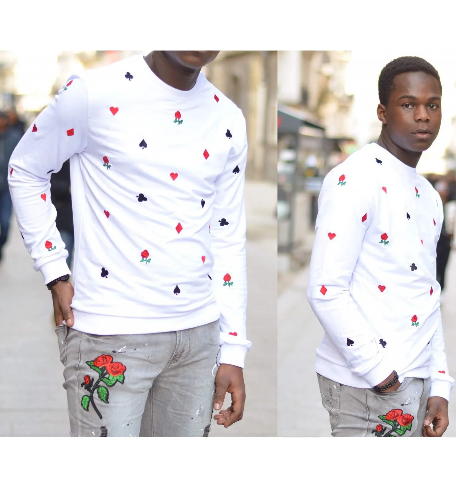 Pull sweat ZOOM FLIGHT blanc poker