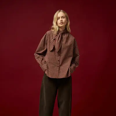 Blouse Tom à carreaux coloris spice - BELLEPIECE — photo 2