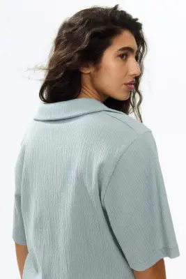Polo froissé - Turquoise clair — photo 2