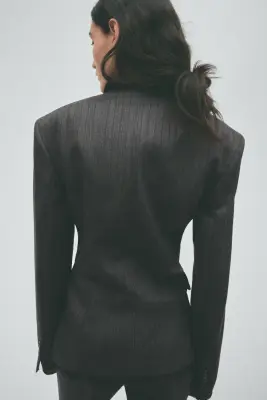 Blazer droit en laine - Gris foncé chiné — photo 3